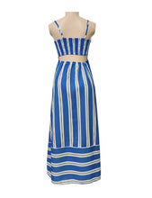 Load image into Gallery viewer, Vacation back smocked dress stripe strap maxi dress
