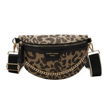 Load image into Gallery viewer, LEOPARD PRINT BLACK CHAIN STRAP FANNY BELT BAG_CWAB0923
