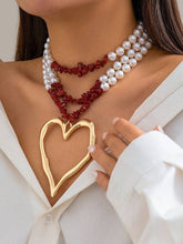 Load image into Gallery viewer, Beaded Contrast Color Heart Shape Dainty Necklace Necklaces Accessories
