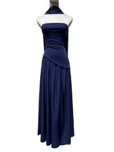 Load image into Gallery viewer, Effortless asymmetrical strapless evening dress w scarf
