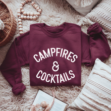 Load image into Gallery viewer, White Campfires and Cocktails Crewneck Sweatshirt
