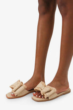 Load image into Gallery viewer, RESORT STAY -  Raffia Bow Sandals, Beach Slide, Summer Flat
