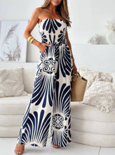 Load image into Gallery viewer, Fashionable Print Bandeau Waist-Cinching Jumpsuit
