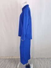 Load image into Gallery viewer, Long Sleeves Buttoned Pockets Solid Color Lapel Shirts Top + Elasticity High Waisted Pants Bottom Two Pieces Set
