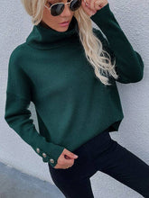 Load image into Gallery viewer, Casual Loose Solid Color High-Neck Long Sleeves Knitwear

