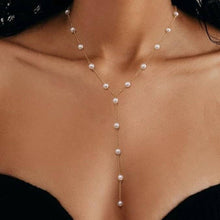 Load image into Gallery viewer, 18K STAINLESS STEEL TARNISH FREE PEARL Y NECKLACE | 40NK9613
