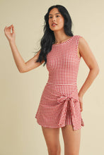 Load image into Gallery viewer, Gingham Print Sleeveless Wrap Tie Front Dress
