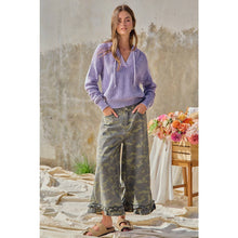 Load image into Gallery viewer, CAMOUFLAGE DENIM RUFFLED HEM MID RISE BLOOMER PANTS
