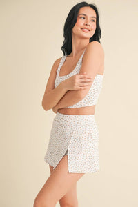 Ditsy Print Twist Back Crop Tank
