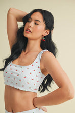 Load image into Gallery viewer, Cherry Print Ruched Bra Top
