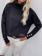 Load image into Gallery viewer, Casual Loose Solid Color High-Neck Long Sleeves Knitwear
