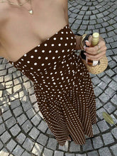 Load image into Gallery viewer, Y2k Boho Beach Polka Dots Strapless Ruched Dress
