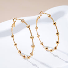 Load image into Gallery viewer, Classic Gold Ball Beaded Station Hoop Earrings | 80E61576
