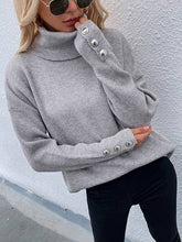 Load image into Gallery viewer, Casual Loose Solid Color High-Neck Long Sleeves Knitwear
