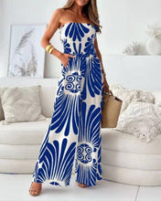 Load image into Gallery viewer, Fashionable Print Bandeau Waist-Cinching Jumpsuit
