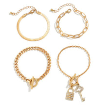 Load image into Gallery viewer, SNAKE BONE CHAIN VINTAGE KEY BRACELET NECKLACE_CWAJE1148
