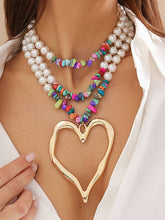 Load image into Gallery viewer, Beaded Contrast Color Heart Shape Dainty Necklace Necklaces Accessories

