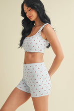 Load image into Gallery viewer, Cherry Print Ruched Bra Top
