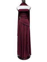 Load image into Gallery viewer, Effortless asymmetrical strapless evening dress w scarf
