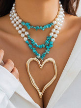 Load image into Gallery viewer, Beaded Contrast Color Heart Shape Dainty Necklace Necklaces Accessories
